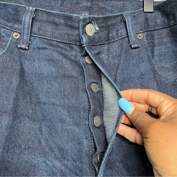 Levi's Men White Oak 1901 Cone Mills Jeans 36x31 Dark Wash Button Fly Straight - Picture 2 of 12